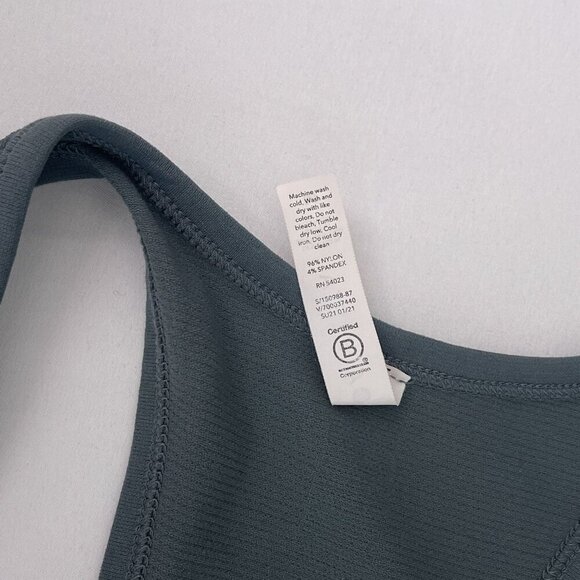 Athleta Scoop Neck Racerback Tank Top Yoga Workout Gym Ruched Side Gray Womens M - Picture 6 of 10